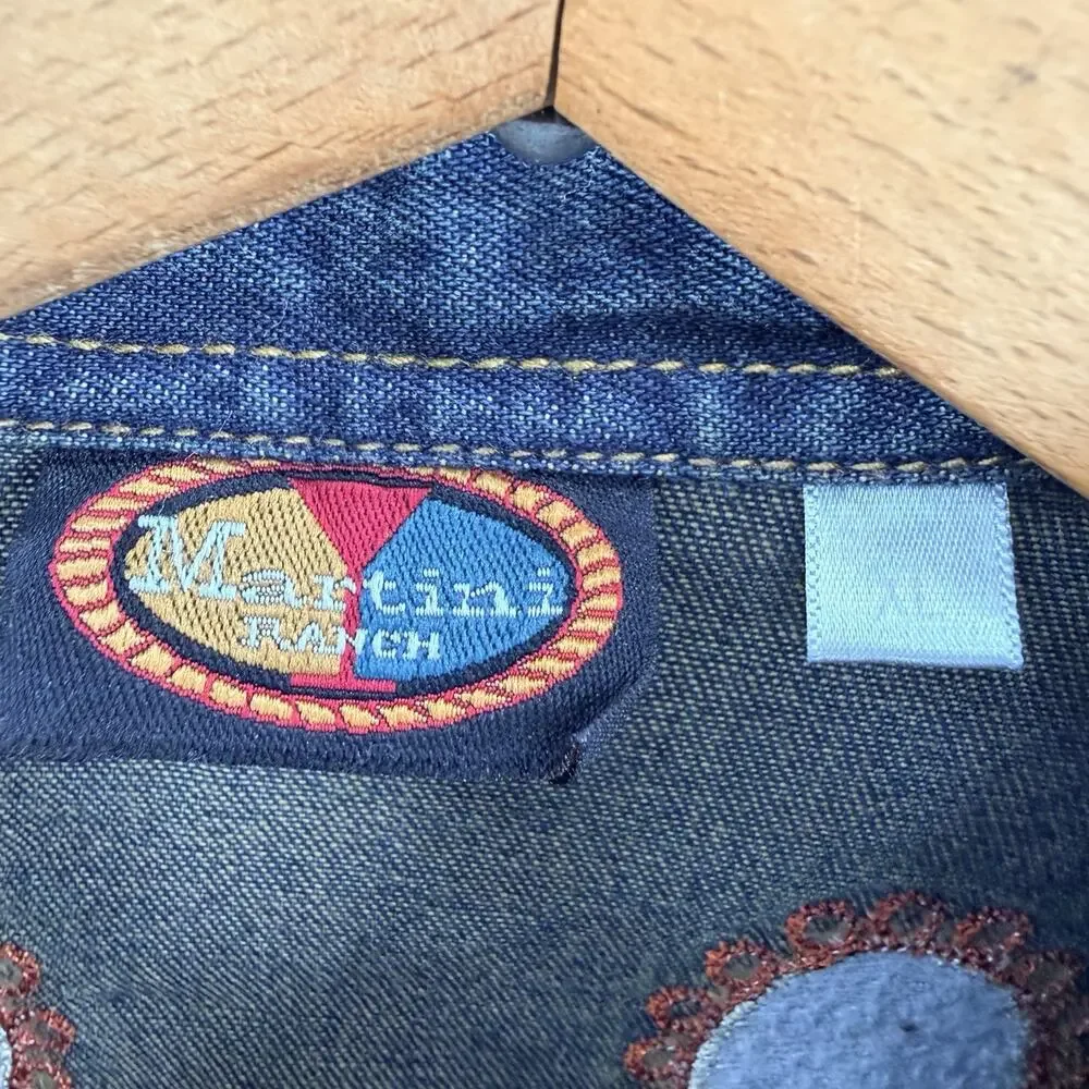 Vintage Martini Ranch Embroidered Studded Rodeo Western Shirt Womens XL
